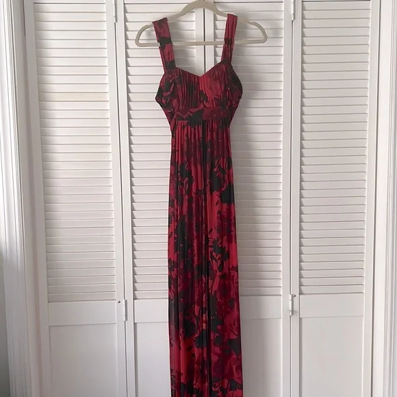 black bridesmaid dresses with red roses Lysandra Satin Dress in Red Rose main image 0